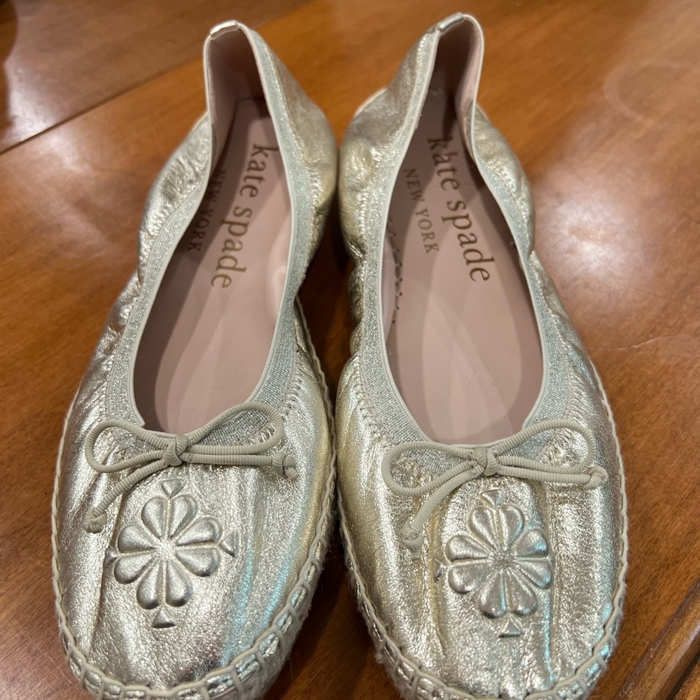 Kate Spade Gold Espadrille Ballet Flats